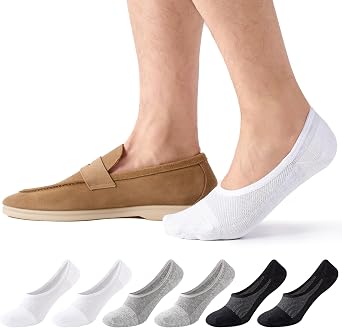 Men s No Show Trainer Socks, Cotton Invisible Loafer Socks
