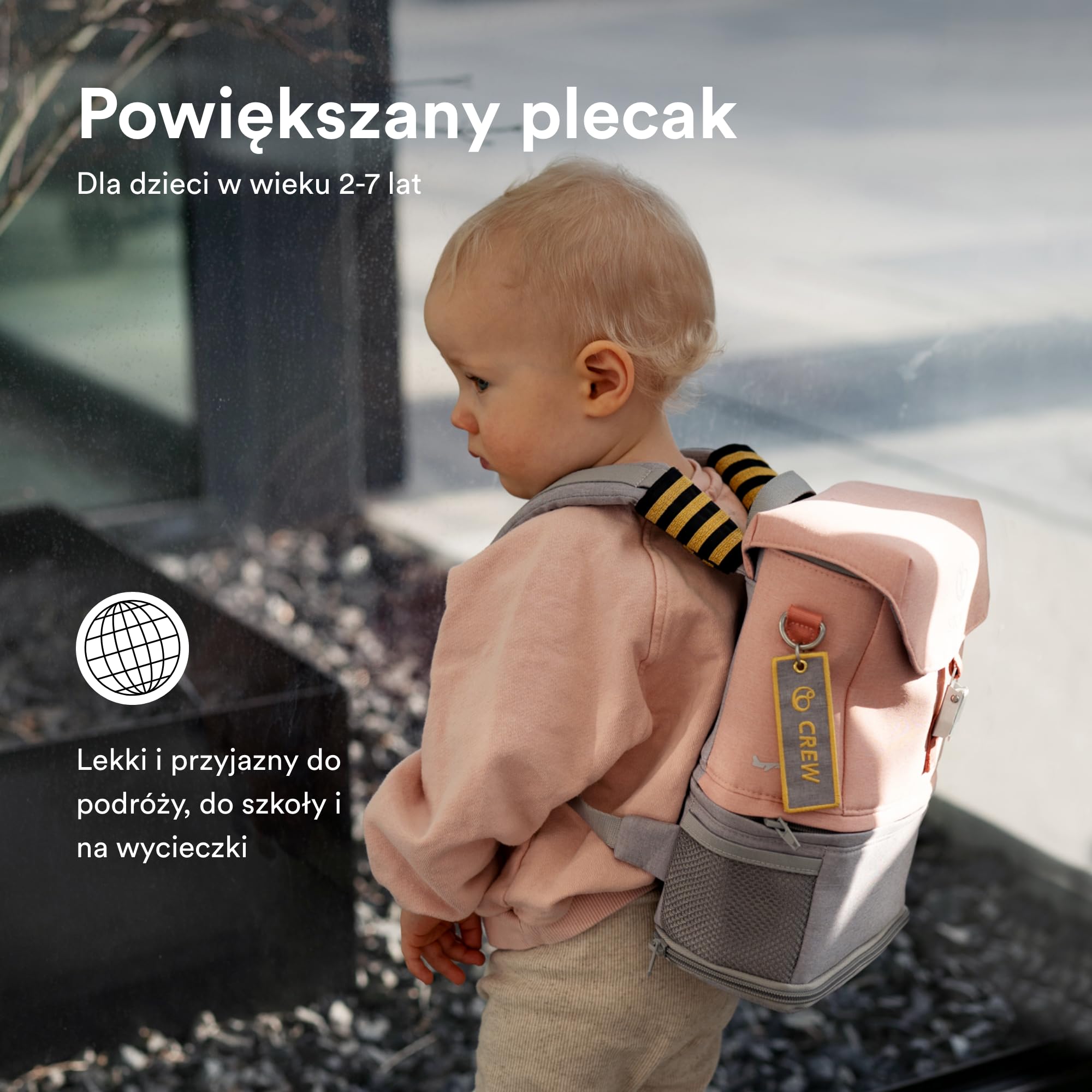 Stokke JetKids Plecak, Coral Pink - Rozszerzana konstrukcja dla dzieci w wieku 2-7 Lat - Zawiera wysuwaną podkładkę do siedzenia, przywieszkę na imię i odpinane paski kapitańskie