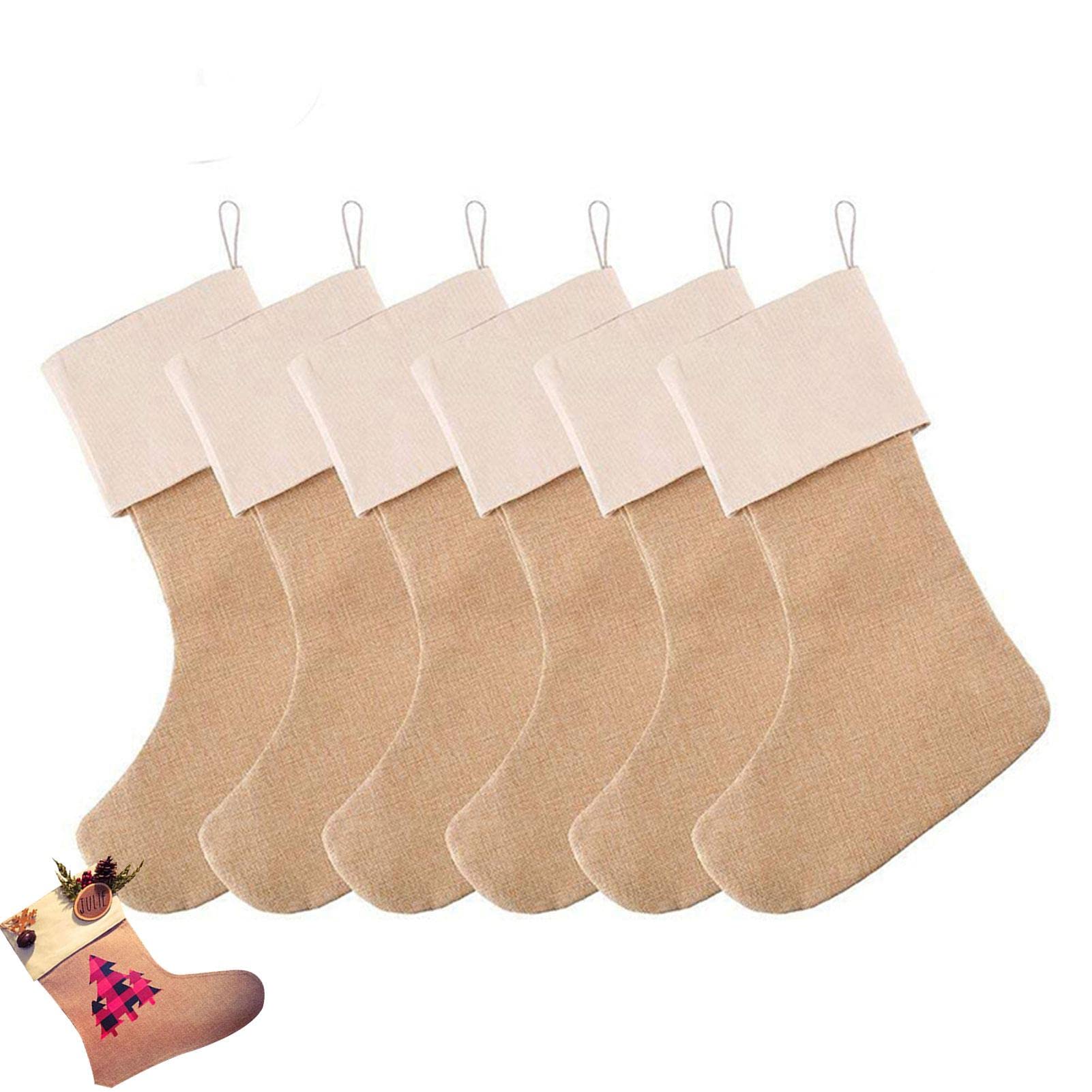 2 Stück Weihnachtsstrümpfe | Weihnachtsstrümpfe Kamin Hängesocken | Personalisierter Weihnachtsstrumpf für Weihnachtsbäume, Kaminsims, Treppen, Kamine (6 Stück)