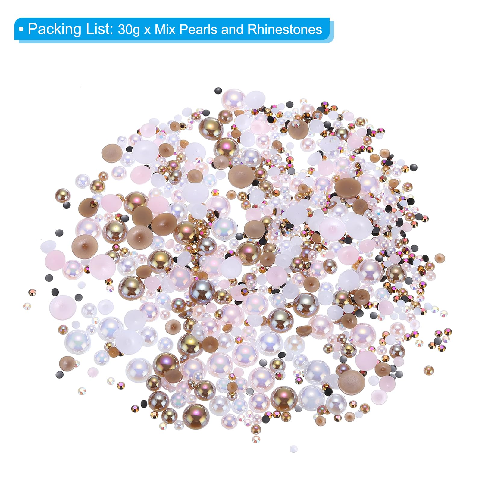 PATIKIL 30g Pearls and Rhinestones, 3-10mm Mix Flatback Rhinestones and Half Pearls Resin Rhinestone for Shoe… - Image 3