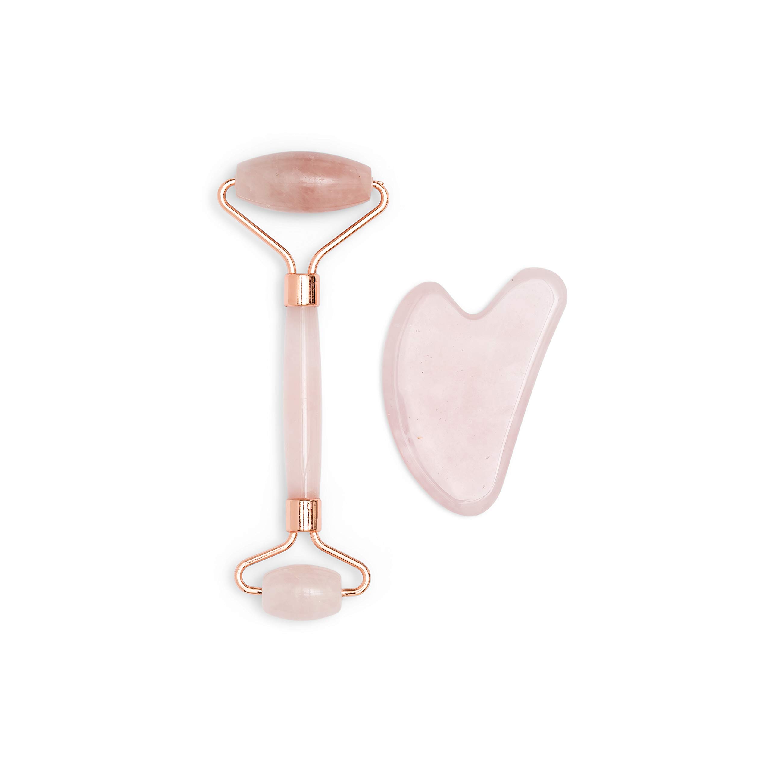 Zoë Ayla Gua Sha Y Rodillo Facial 2 Piezas Set, Rose Quartz 140 g