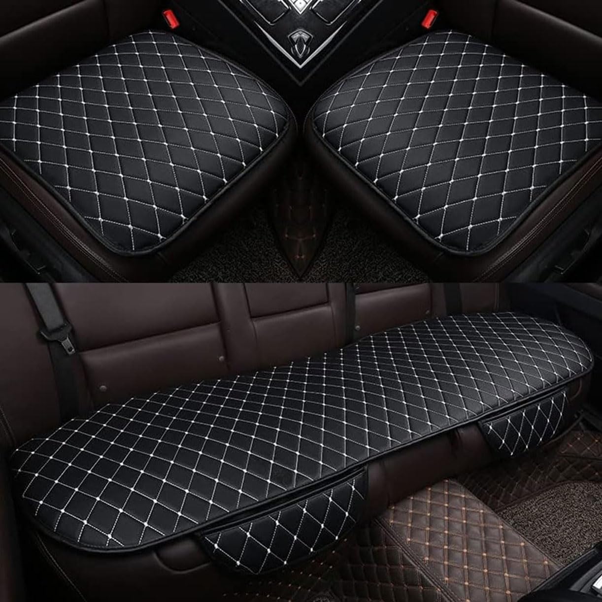 Cuscino per Sedile Auto, Cuscino per Sedile conducente, Uso per Sedia da Ufficio per Auto a casa, per VW Touareg 2019-2023,A-Blackbeige