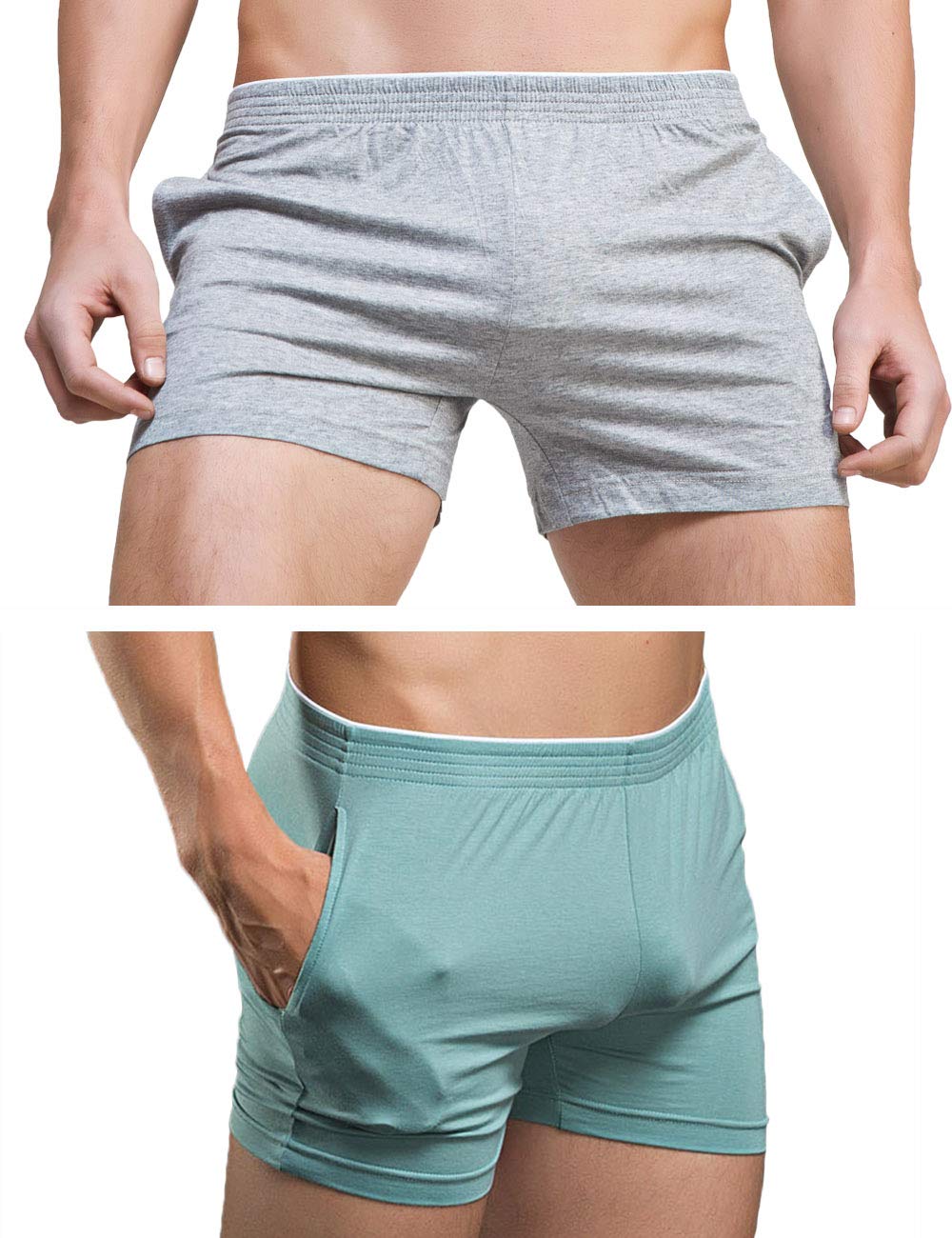 Rexcyril Men's Running Workout Active Shorts Cotton Gym Training Lounge Sleep Bottoms - grey - Medium