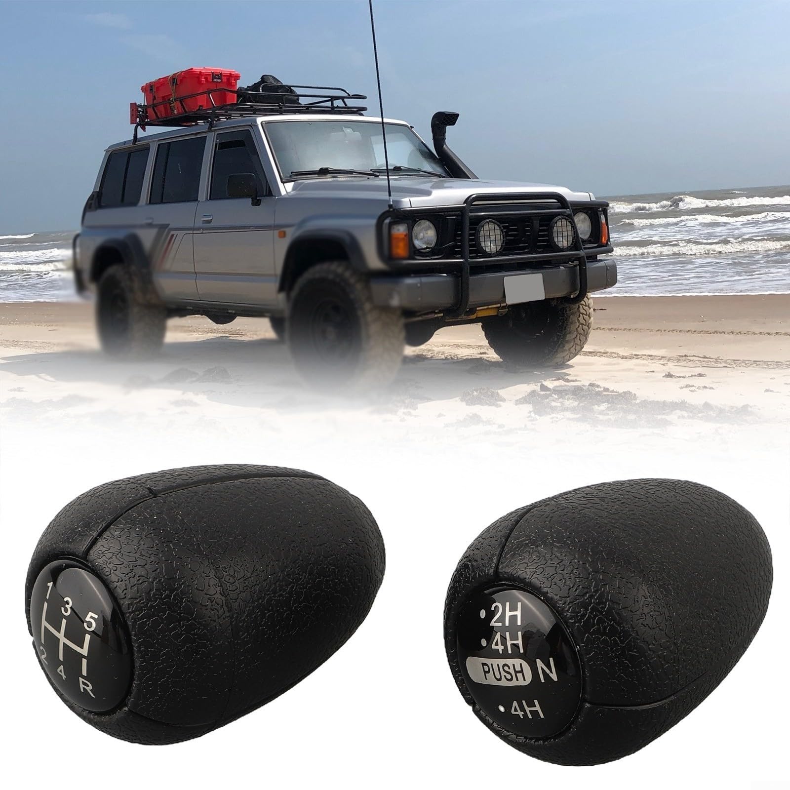 Czarny ABS 5-biegowa ręczna gałka zmiany biegów i zestaw ochraniaczy zamiennik do Nissan Patrol Y60, 40 x 58 mm uchwyt zmiany biegów