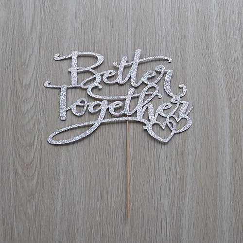 Miniatura 5 de Better Together - Decoración para tartas, despedida de soltera, señor y señora, decoración de fiesta de boda, purpurina plateada de doble cara