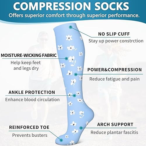 Miniatura 5 de Bluemaple 6 Pack Copper Compression Socks for Women and Men Circulation-Best Support for Medical, Running,Nursing,Athletic