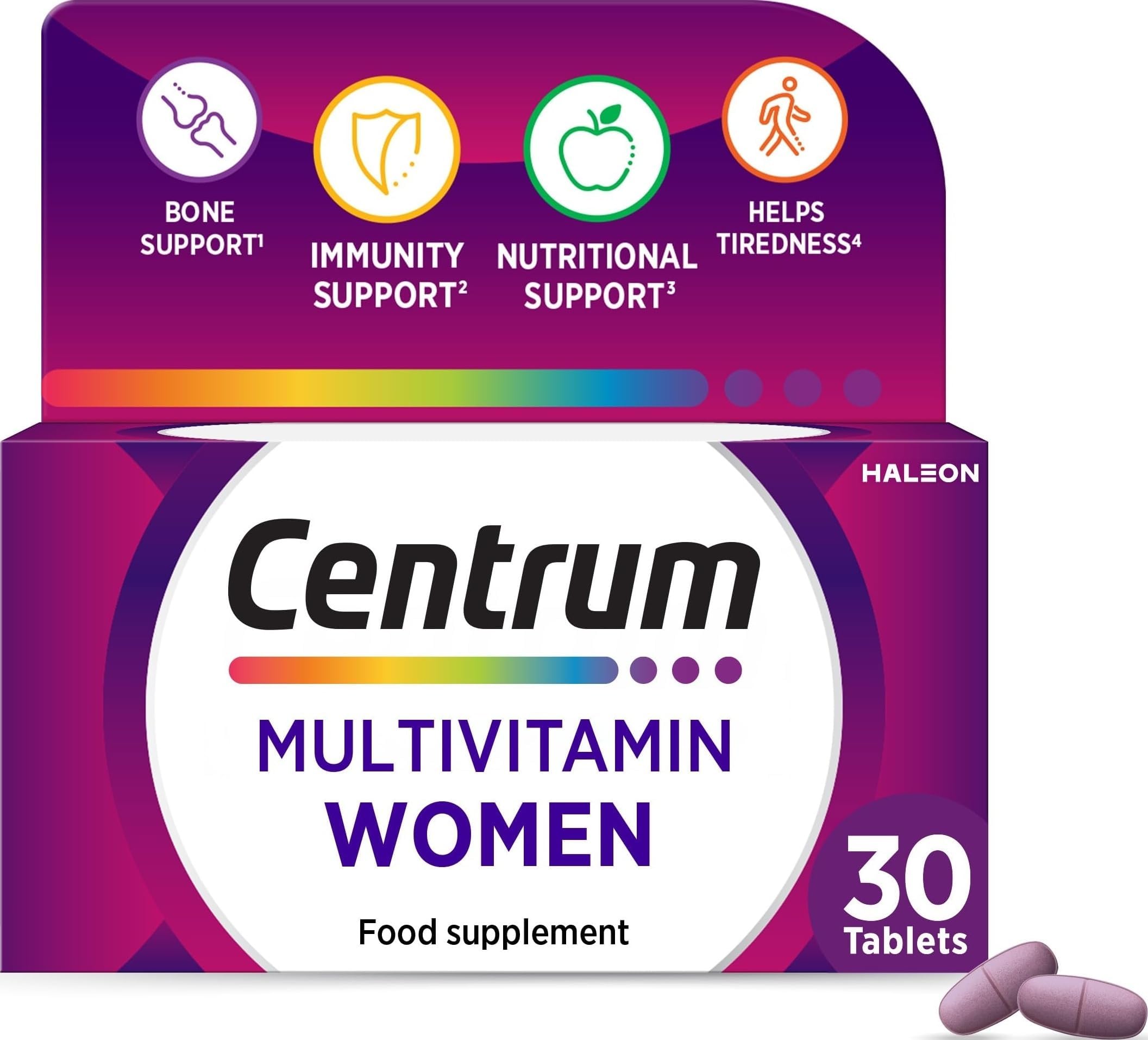 Centrum Women Tablets Multivitamin & Mineral Supplements, with 23 Essential nutrients Including Vitamin D, C, and Iron, 30 ct