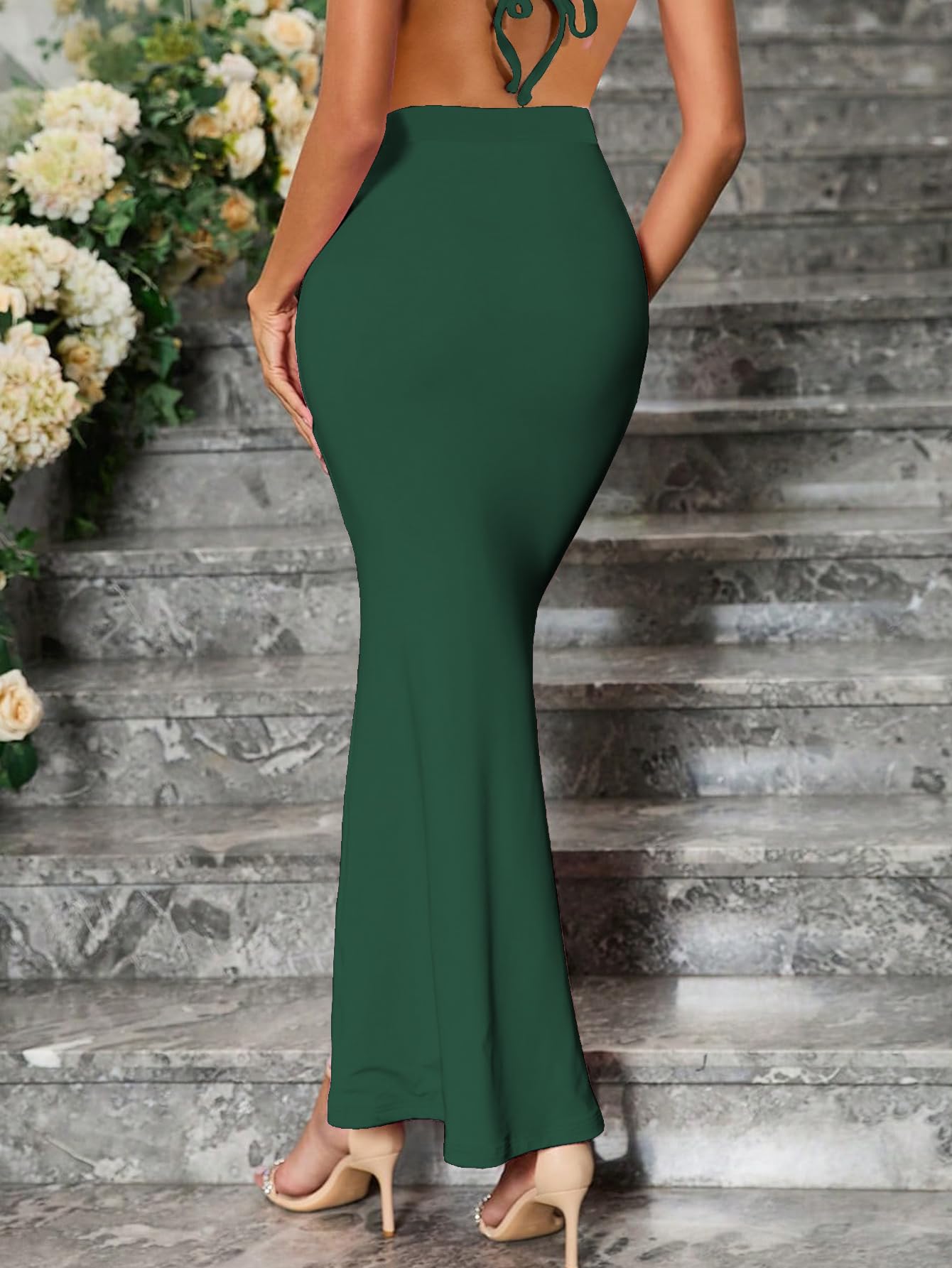 Sugathari Traditional Dark Green Micro Fiber Solid Saree Shapewear For Women (Sw Fishcut Bottle Green M)