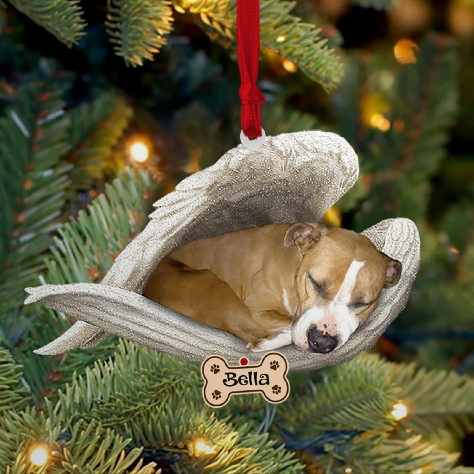 Luckluccy Personalized Staffordshire Bull Terr 2 Ornament,Custom Staffordshire Bull Terr 2 Dog Ornament with Angel Wing,Dog Christmas Ornaments,Dog Ornament,Dog Christmas Ornament Shape Acrylic