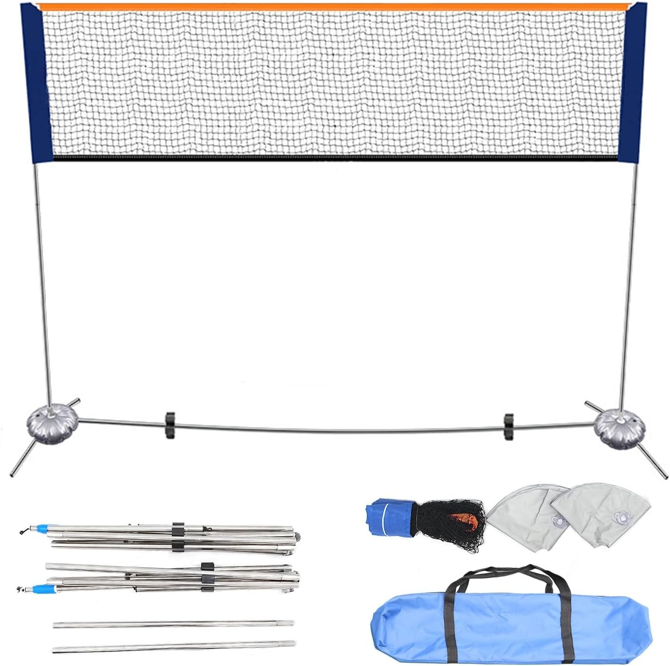 JHDXL Adjustable Volleyball & Badminton Net Pole Set with Carry Bag, Easy to Install Portable Volleyball Poles, for Indoor Gym Outdoor Park School and Backyard Use