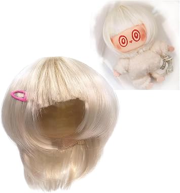 17cm Doll Wig Accessory Hairpiece Compatible with 2224cm Collectible Figures, Blind Box Figure Accessories for Display & Party Decoration No Doll Included Light Blonde
