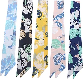 5pcs Creative Leaves Design Bag Handbag Handle Ribbon Scarf Hair Head Band Neck Scarf Neckerchief Scarf Fashion Gifts