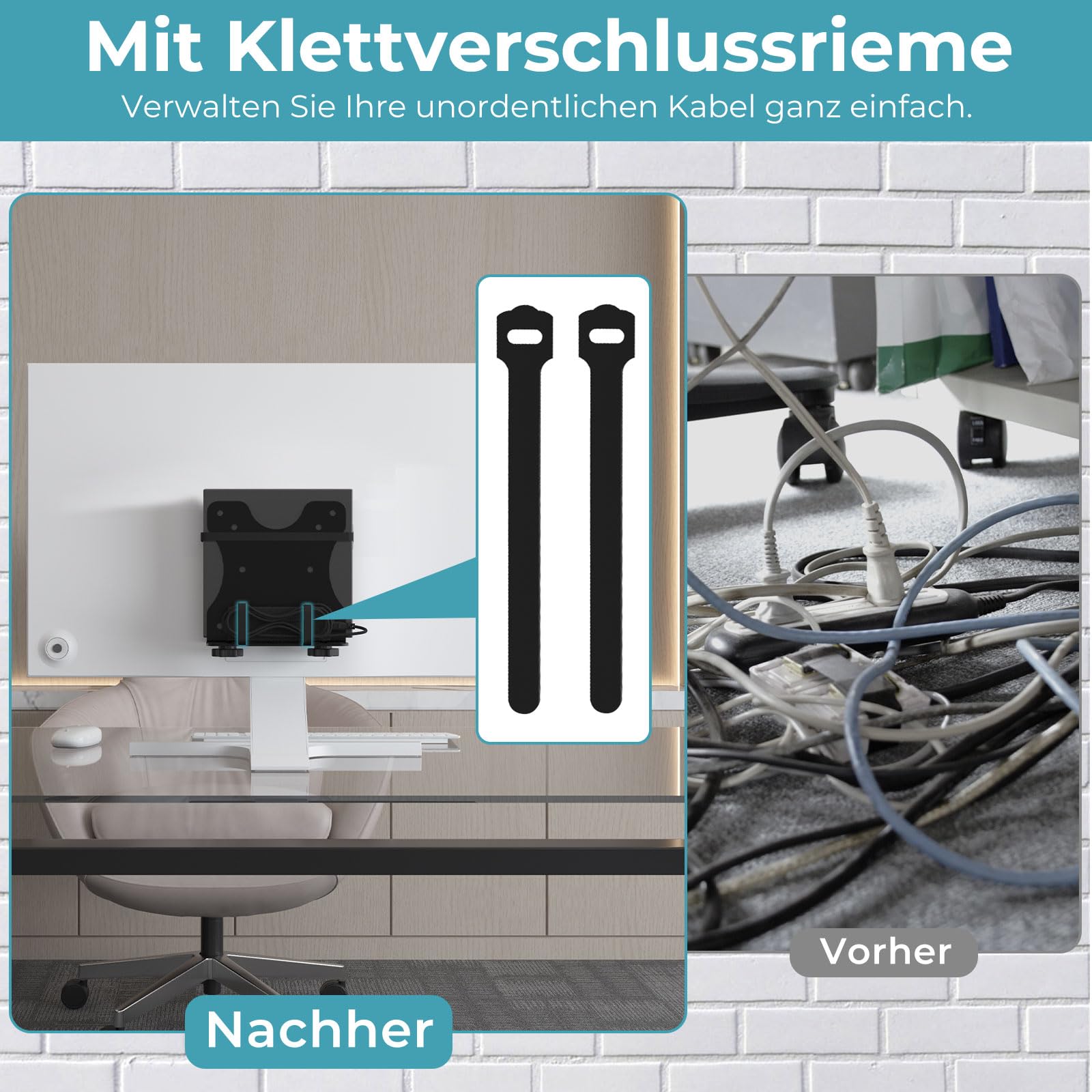 Universal Halterung für Mini-PCs, NUC, Mac Mini, Kabelboxen, WLAN-Router und Kleine CPUs Verstellbare Weite von 16-70MM Wand/VESA/Untertisch Halter für Thin Client Metall Monitorhalterung für Mini-PC