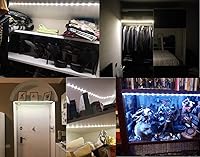 Vista 7 de Luz de armario con sensor de movimiento, tira de luces LED de 4.9 ft, encendido y apagado automático PIR, funciona con pilas, 6000 K blanco