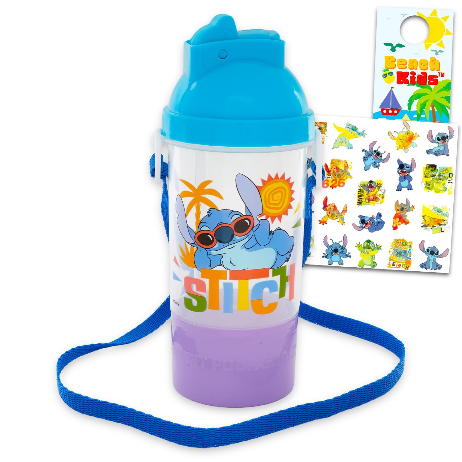 Gourde Stitch avec tasse à goûter et autocollants pour simplifier la récréation