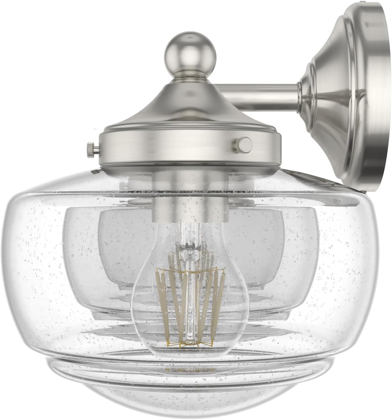 Hunter - Saddle Creek 3-light Brushed Nickel, Medium Size Vanity Light, Dimmable, Schoolhouse Style, for Bedrooms, Kitchens, Foyers, Bathrooms - 19461