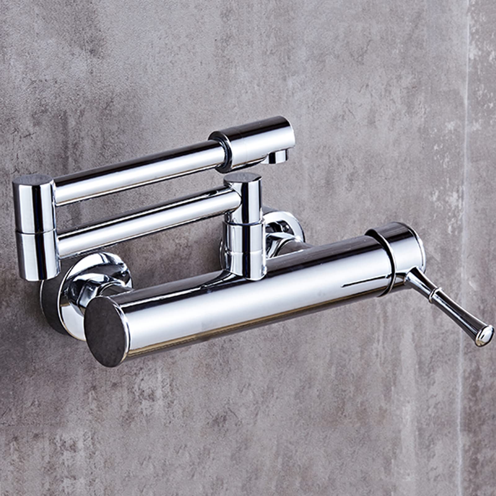 Robinet de cuisine pivotant eau chaude froide avec mitigeur mural laiton