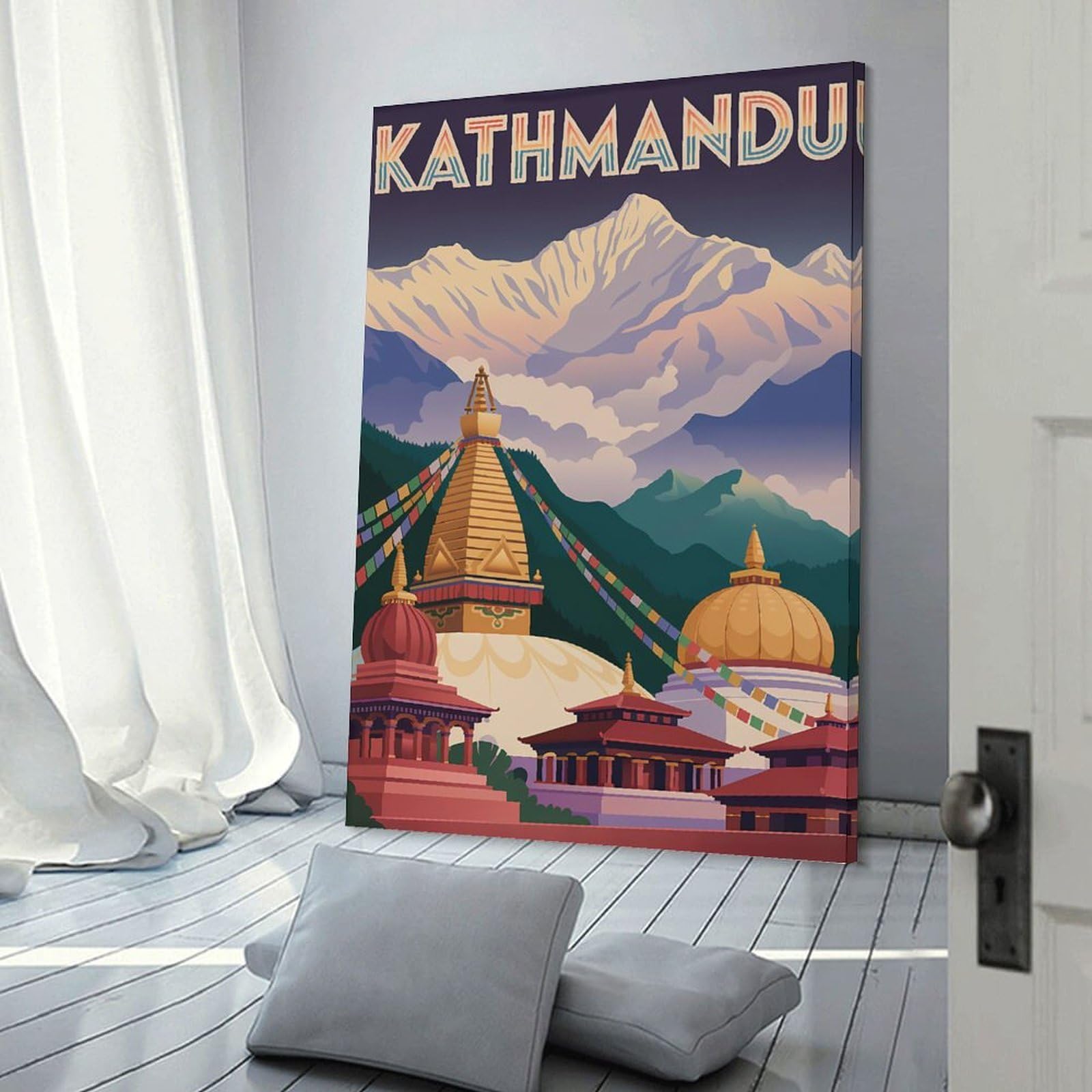 Junmoney Wall Picture Print Kathmandu Travel (2), 24x36inch(60x90cm), for Entrance Walls, Hall Decor Or Foyers, A Neat Decor Update for Hallways