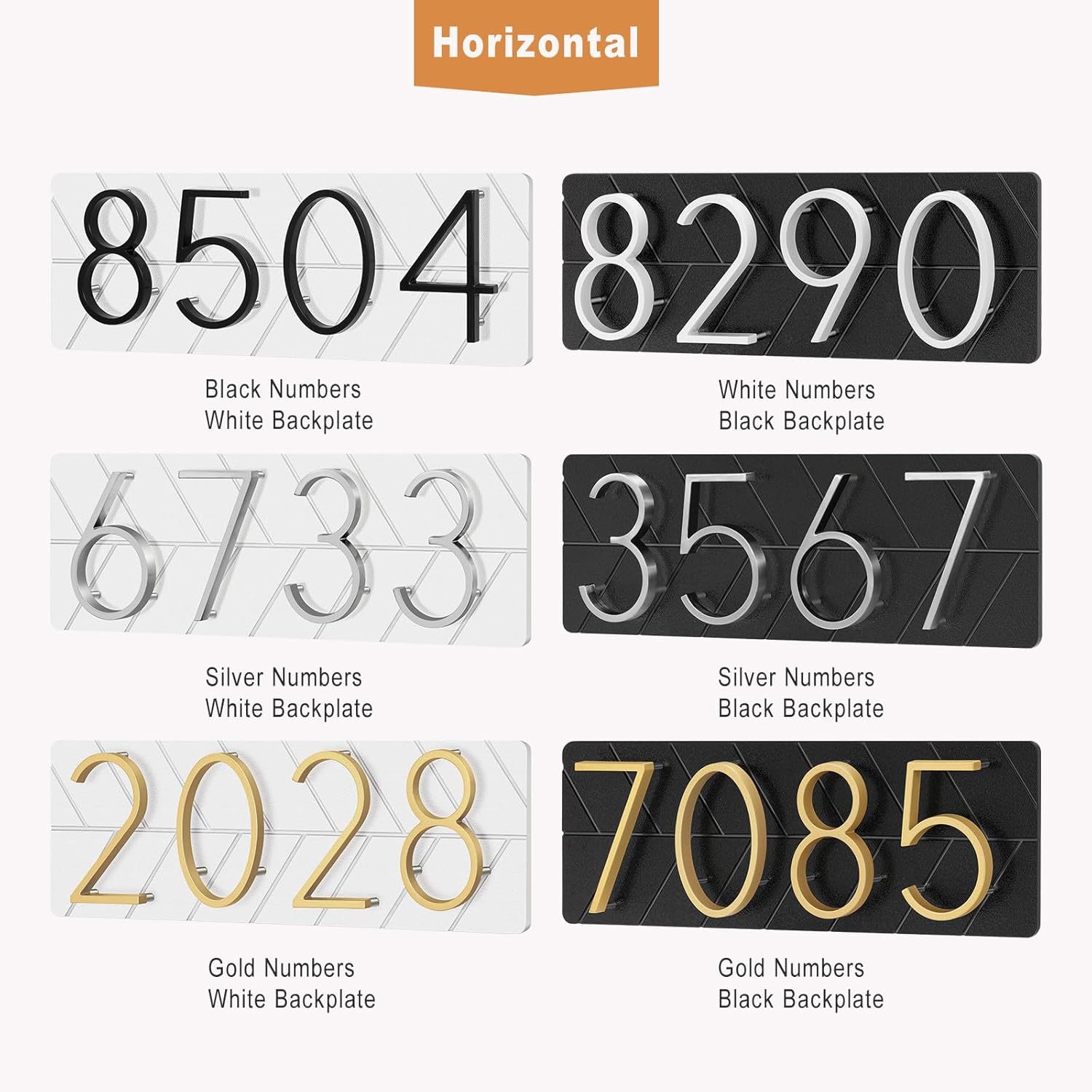 Custom House Number Sign for Outside, Personalised Vertical Horizontal Home Address Sign for House, Floating Metal Modern Address Plaque (Leaf Style)