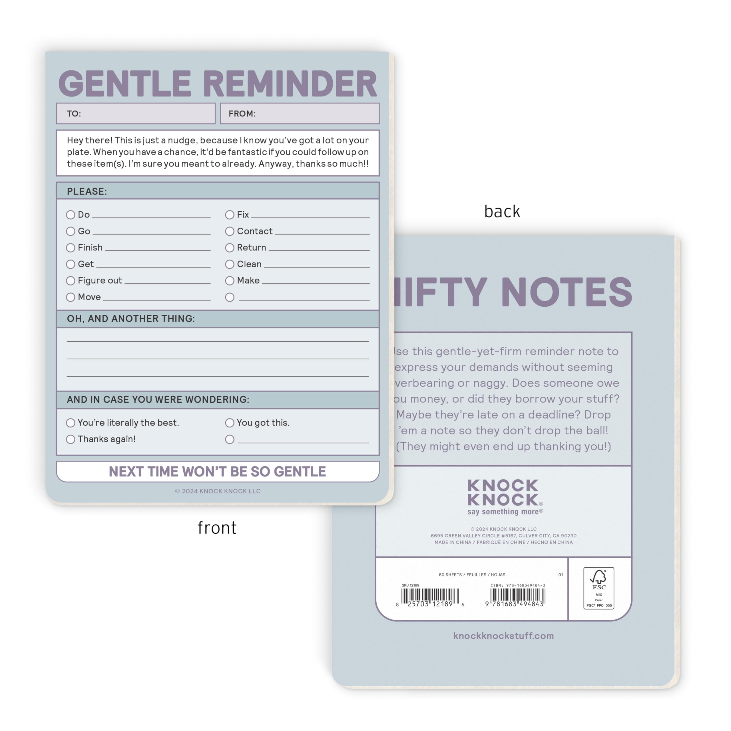 Knock Knock Gentle Reminder Note Pad, Funny Office Notepads & Checklist Nifty Notes (Pastel), 4 x 5.25-inches - Image 2