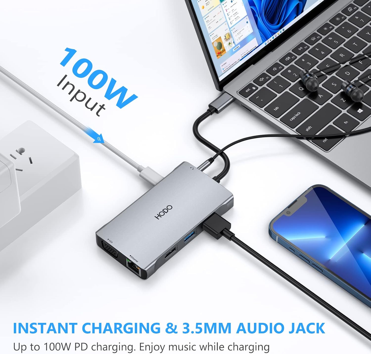 USB C Hub Multiport Adapter for MacBook Pro Air 2022-2018,10 in 1 Mac Dongle Adapter with 4K HDMI,VGA,Ethernet,100W PD,Audio/Mic,3 USB Ports,SD/TF for Dell,HP, Lenovo,Surface and More Type C Laptops