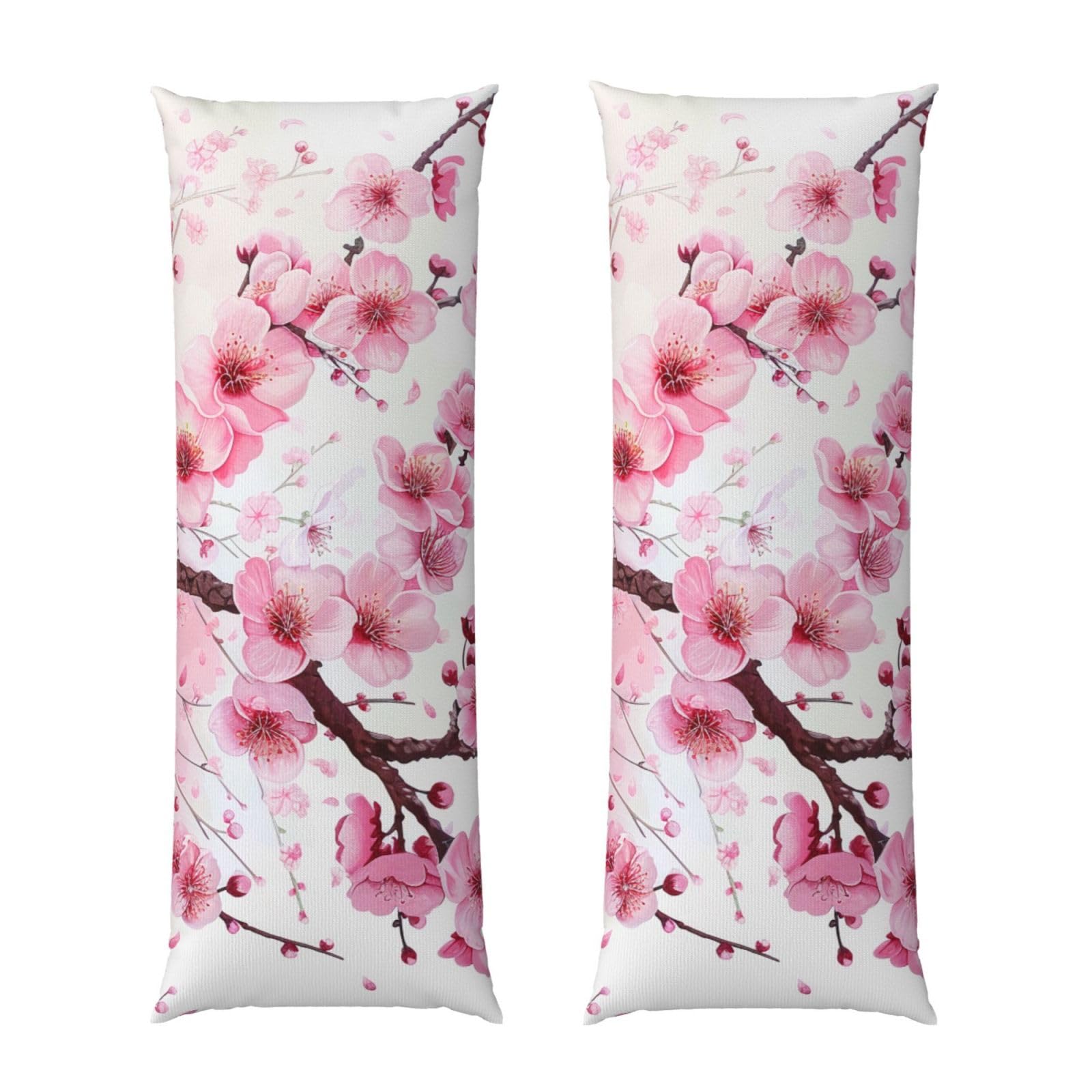 Body Pillow Cover 20x54 Inch, Tempting Cherry Blossoms Print Long Lumbar Pillow Case with Zipper Long Body Pillowcase Decorative for Bed Sofa Bedroom