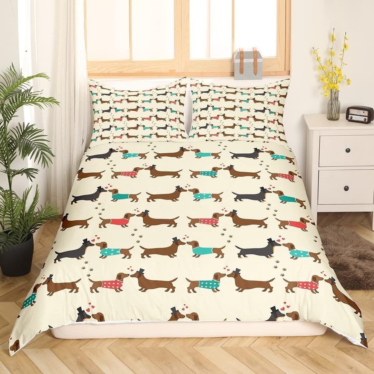 Parure de Lit Chien 3D 240x260 cm en Microfibre de Qualité Supérieure Finition Éclair