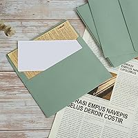 Vista 6 de 50 Pack 5 x 7 Envelopes Colored Self Seal for Wedding, Party Invitations, Greeting Cards, Announcements, Photos, 5.24 x 7.21 Inches (Sage Green)