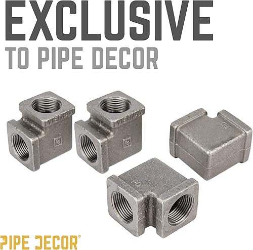 Vista 24 de PIPE DECOR - Codo de salida lateral de 1/2 pulgada, accesorios de hierro maleable negro para tuberías, pezones y accesorios estándar de 1/2 pulgada