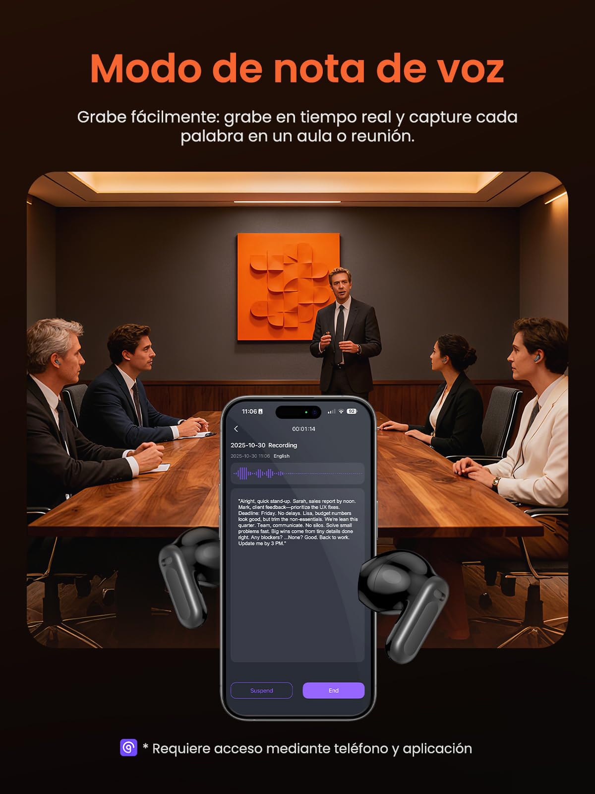 NE20 Auriculares Traductores Bluetooth - Traducción en Tiempo Real de 135 Idiomas, Asistente de IA, Sonido Hi-Fi, Pantalla Táctil LCD, 60h Batería, para Viajes/Reuniones (Compatible iOS/Android)