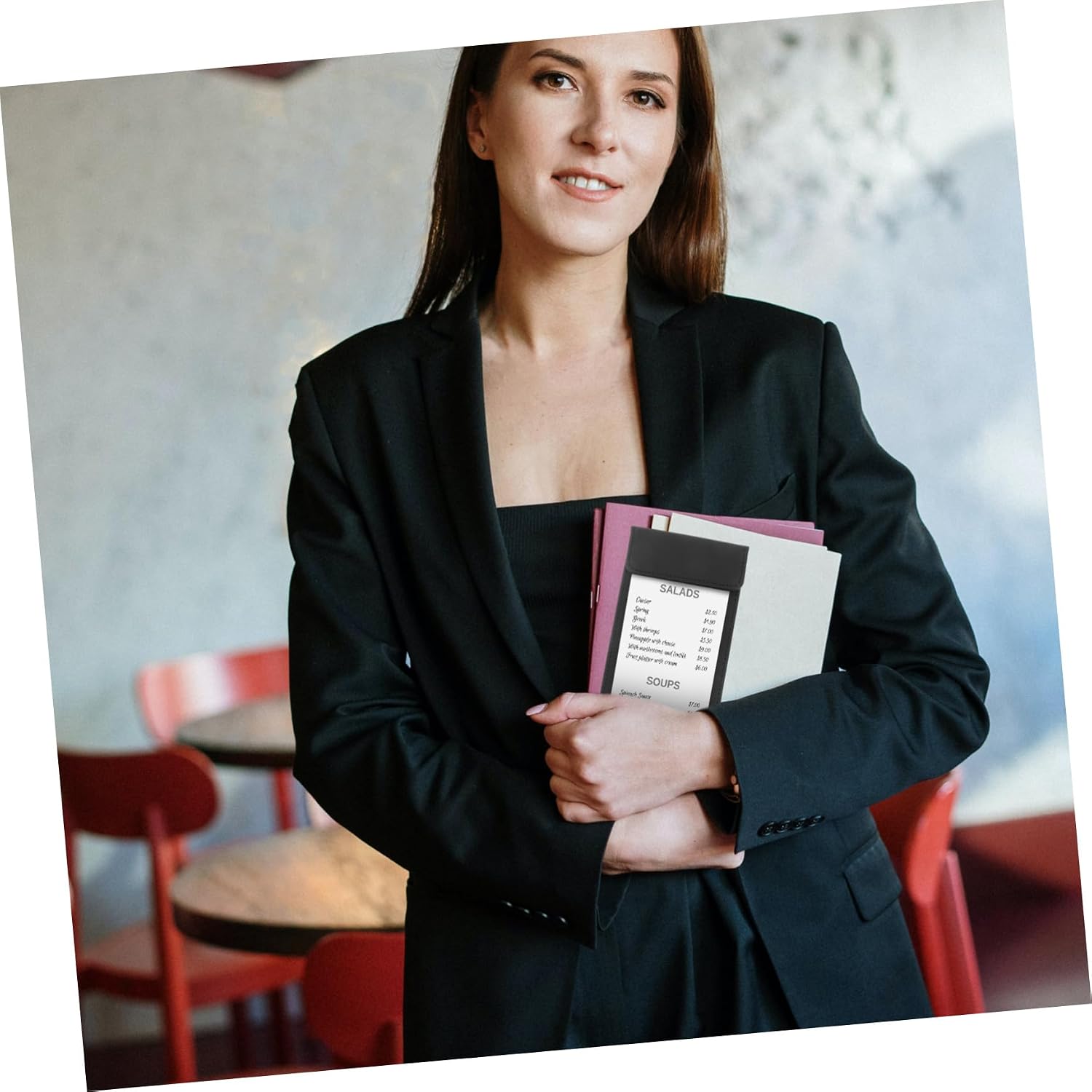 GLEAVI Restaurant Check Folder Menu Display Holder Cashier Clip Waitressing Book Writing Pad