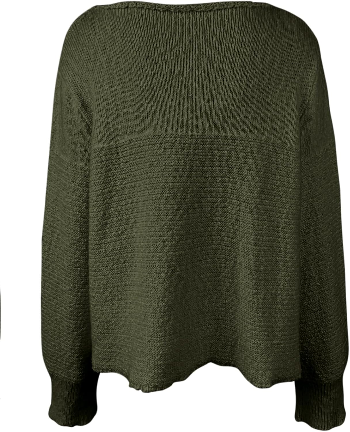 PRETTODAY Women's Crew Neck Knit Sweater Long Sleeve Textured Ribbed Casual Loose Cropped Pullover Tops - Image 4