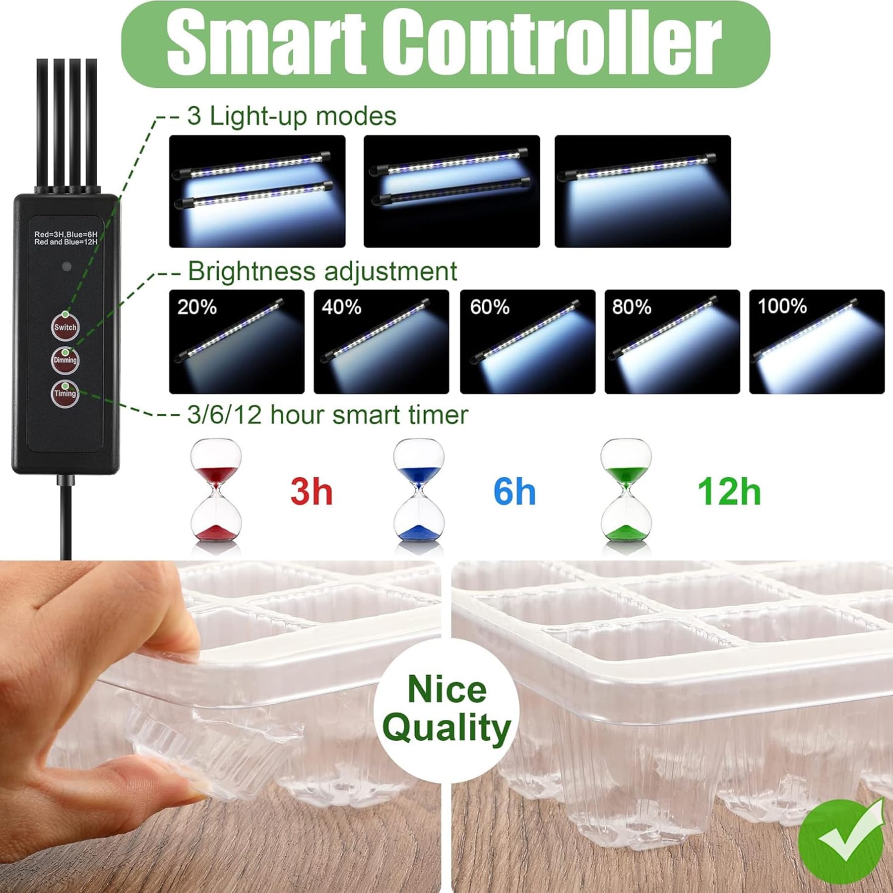 VEEKAY Bandejas de Semilleros,2 Piezas 80 Células Invernadero Bandejas,con Luces para Plantas,Bandejas de Semilleros de Germinacion,con Luminosidad Regulable y Regulador De Tiempo,Humedad Ajustable