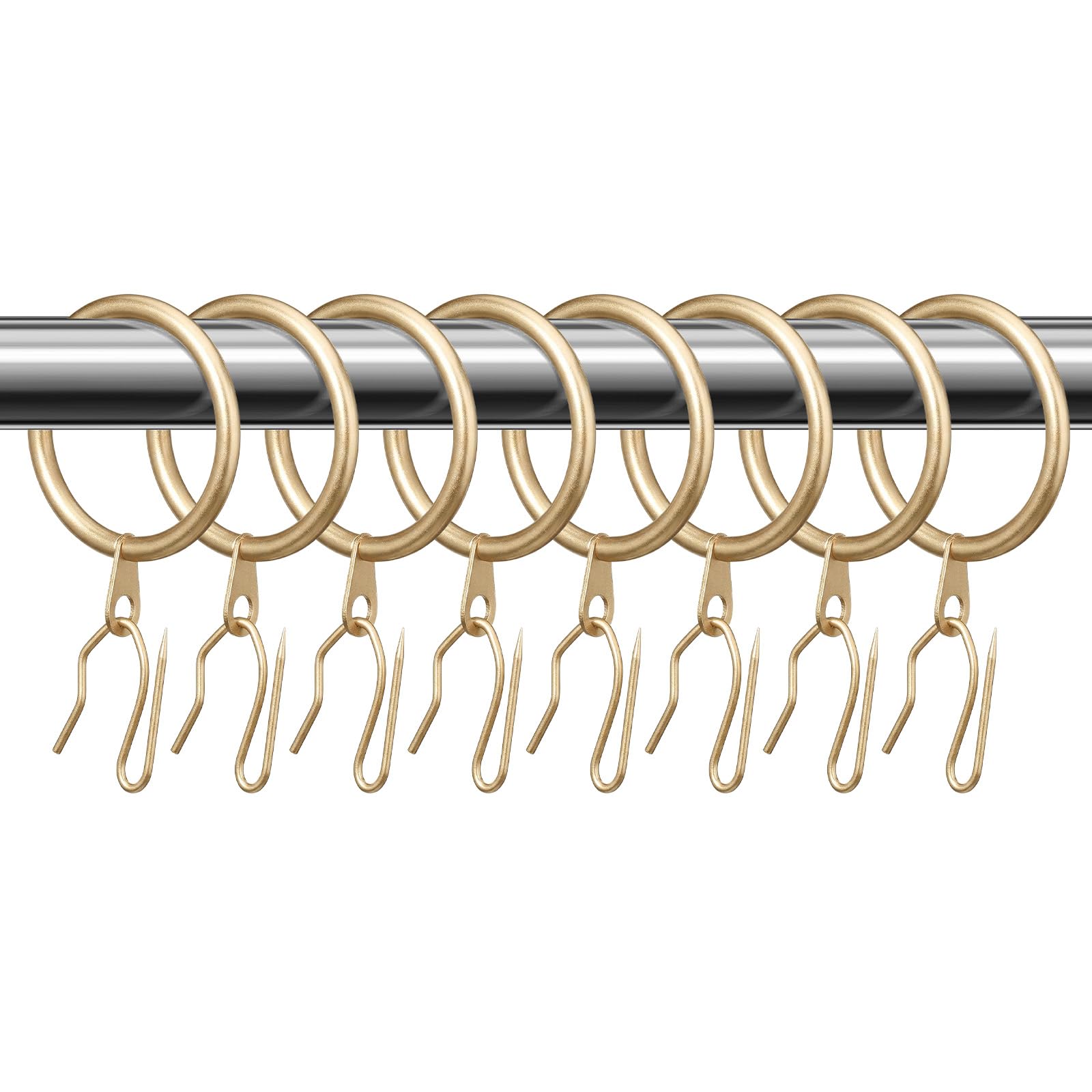 Hotop 30 Pcs Metal Curtain Rings with Hooks,Champagne Gold,25mm