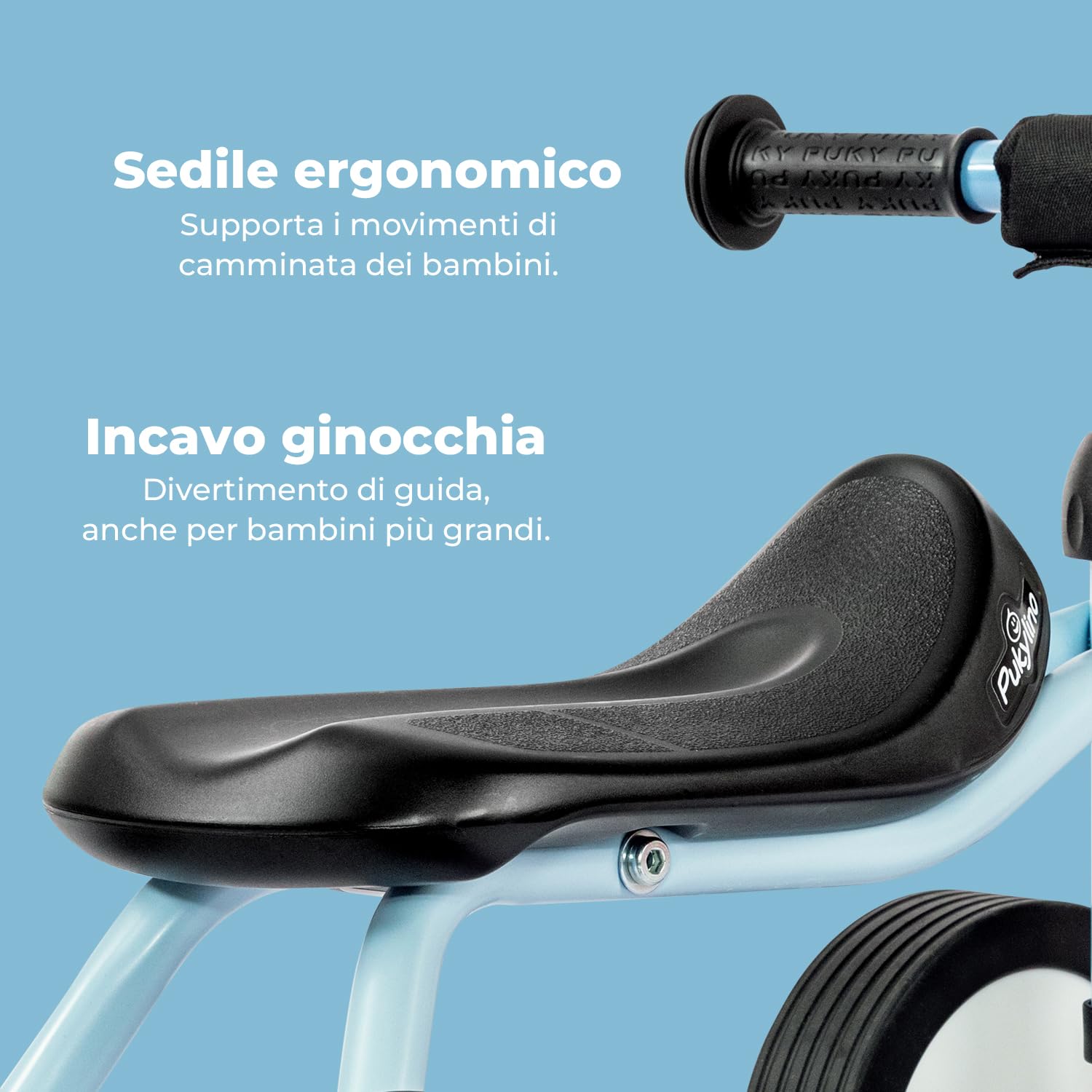 PUKY PUKYLINO Retro Blue | veicolo antiscivolo per interni bambini a partire da 1 anno | Girello | Giocattolo per bambini | Seduta ergonomica, maniglie di sicurezza e cuscinetti per manubrio |