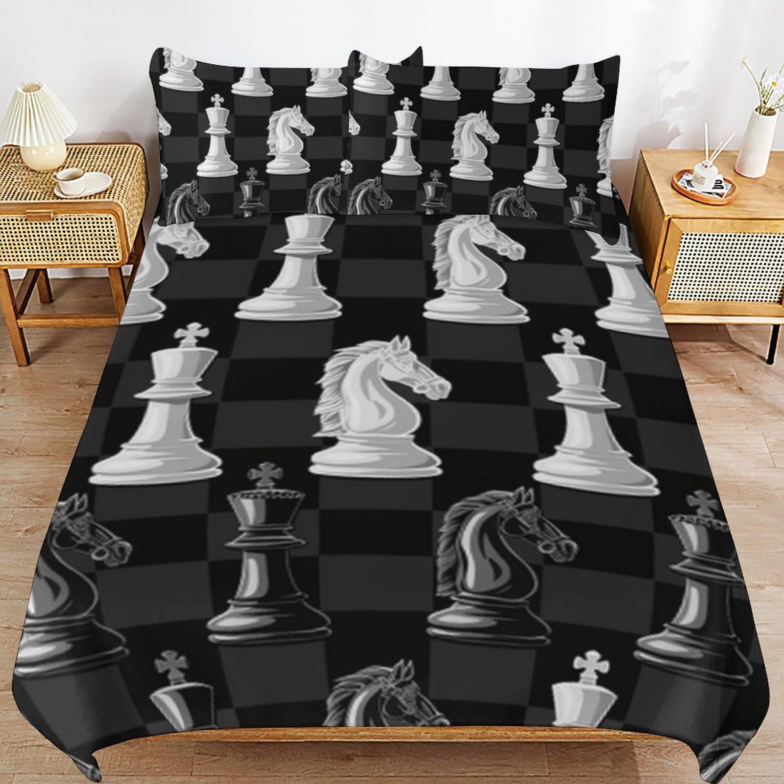 Ropa de cama de ajedrez 220x240 suave y antiarrugas para adolescentes
