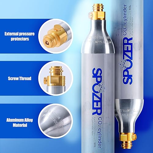 Miniatura 3 de Cilindro del CO2 60L para Sodastream, carbonatador del intercambio compatible con los aparatos SodaMaker, Cilindros del hilo Adaptación FIZZ, UN