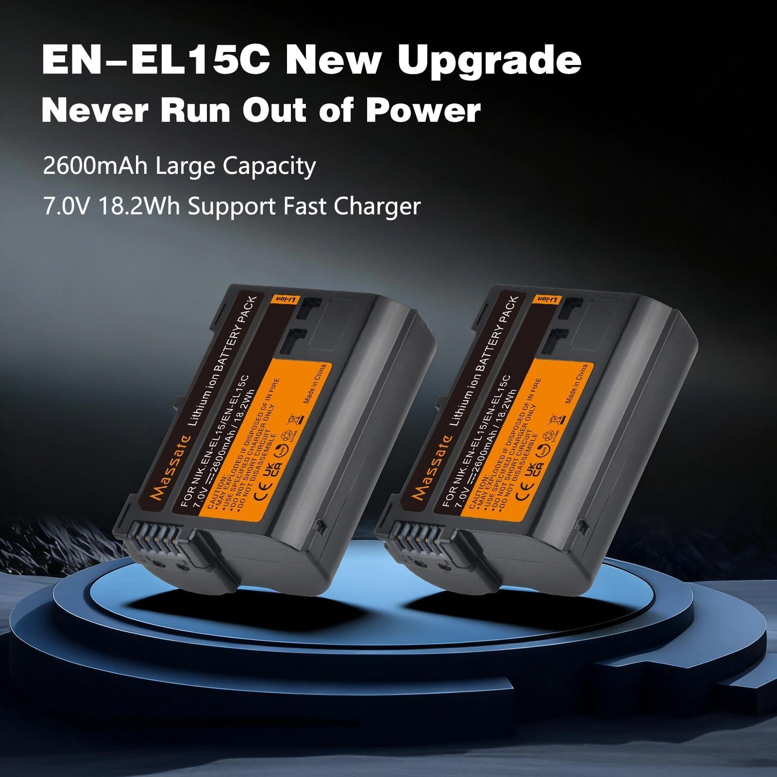 Zestaw 2 baterii 2600 mAh EN-EL15c EN-EL15 + szybka ładowarka LED PD20W [pełne ładowanie w 2,5 godziny], do Nikon D500 D600 D610 D750 D800 D810 D850 D7000 D7200 D77200 D7700 D77200 D77 500, Z5