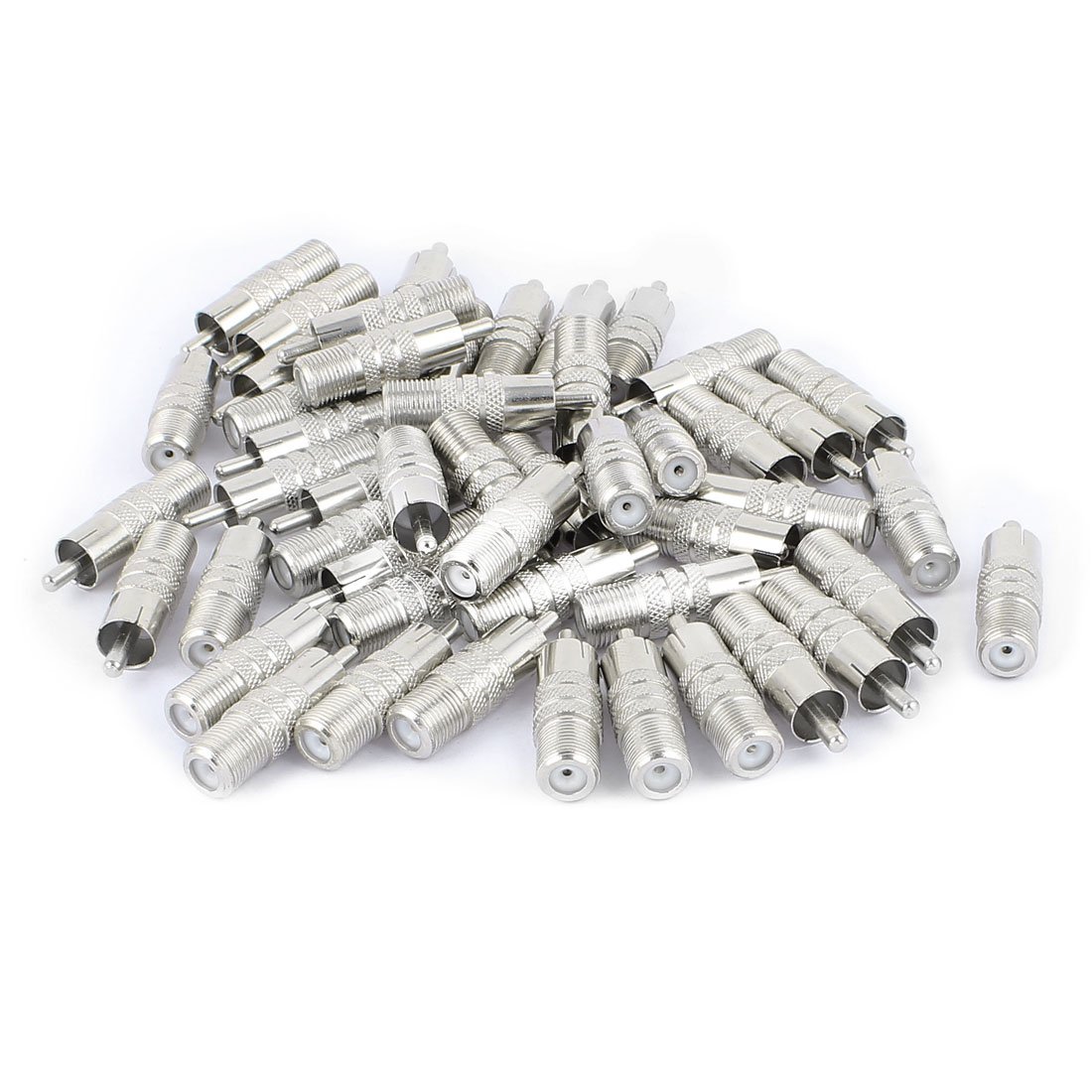 Aexit 50 sztuk typu F żeńskie do RCA męskie złącze adaptera RF złącze koncentryczne Jack srebrny ton(50 pcs F-Type Femelle à RCA Mâle R_F_SS Adaptateur Connecteur Coax Jack Ton Argent