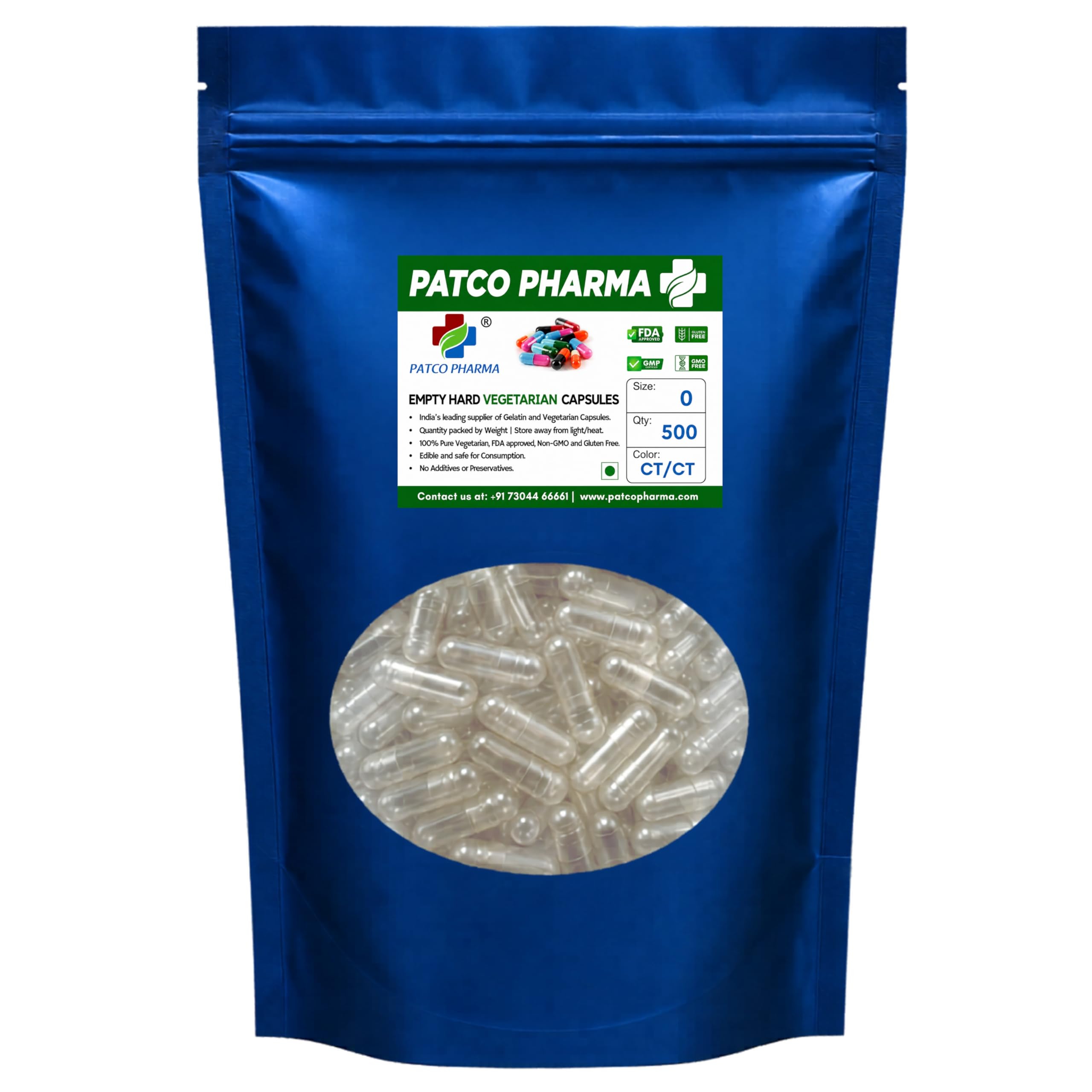 patco pharmaceuticals Patco Pharma Size 0 Transparent Empty Hard HPMC Vegetarian Capsules (Pack of 500)-picture-21
