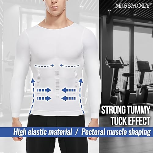 Miniatura 2 de MISS MOLY Men's Compression Shirts Long Sleeve Shapewear Body Shaper Slimming Undershirt