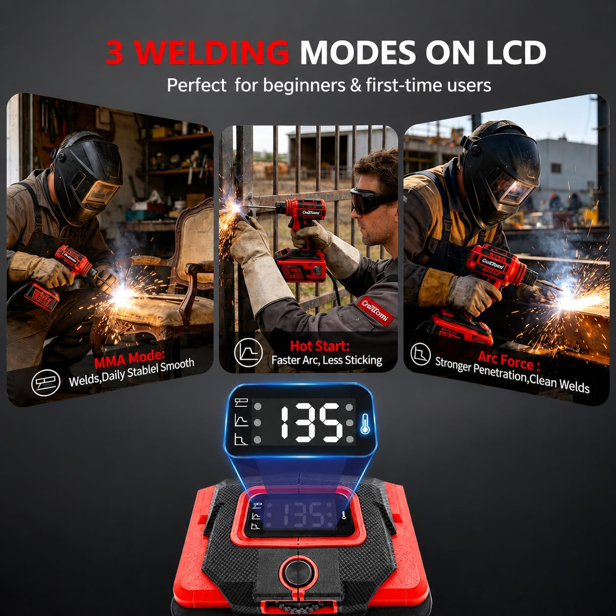 Portable Handheld Welder | 20-135A High Power IGBT Stick Welding Machine | Digital Display | Auto Voltage Compensation | Compact Arc Welder for DIY | On-Site Repairs — Amazon image 2