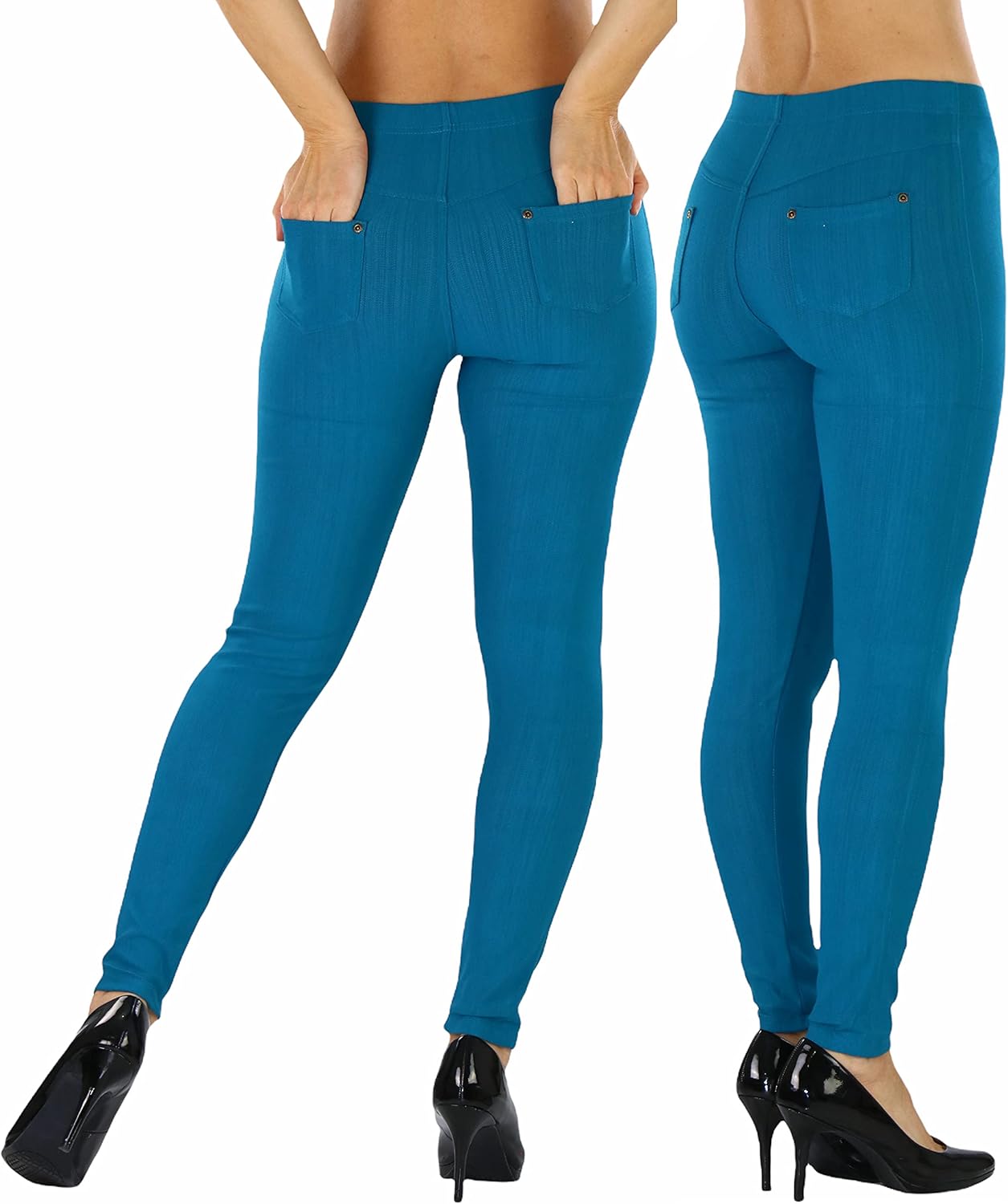 ToBeInStyle Women’s Easy Pull-On Denim Skinny Fit Comfort Stretch Leggings Jeggings - Image 4