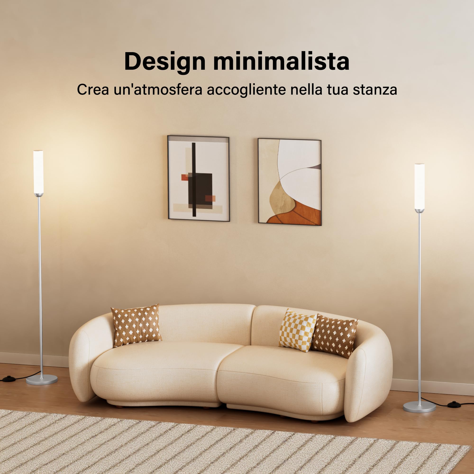 Lampadaire sur Pied Salon, lampadaire LED Dimmable, 5 Températures de Couleur avec Télécommande et Pédale de Commande, LED Lampe sur Pied Moderne Argent pour Chambre, Étudier, Bureau