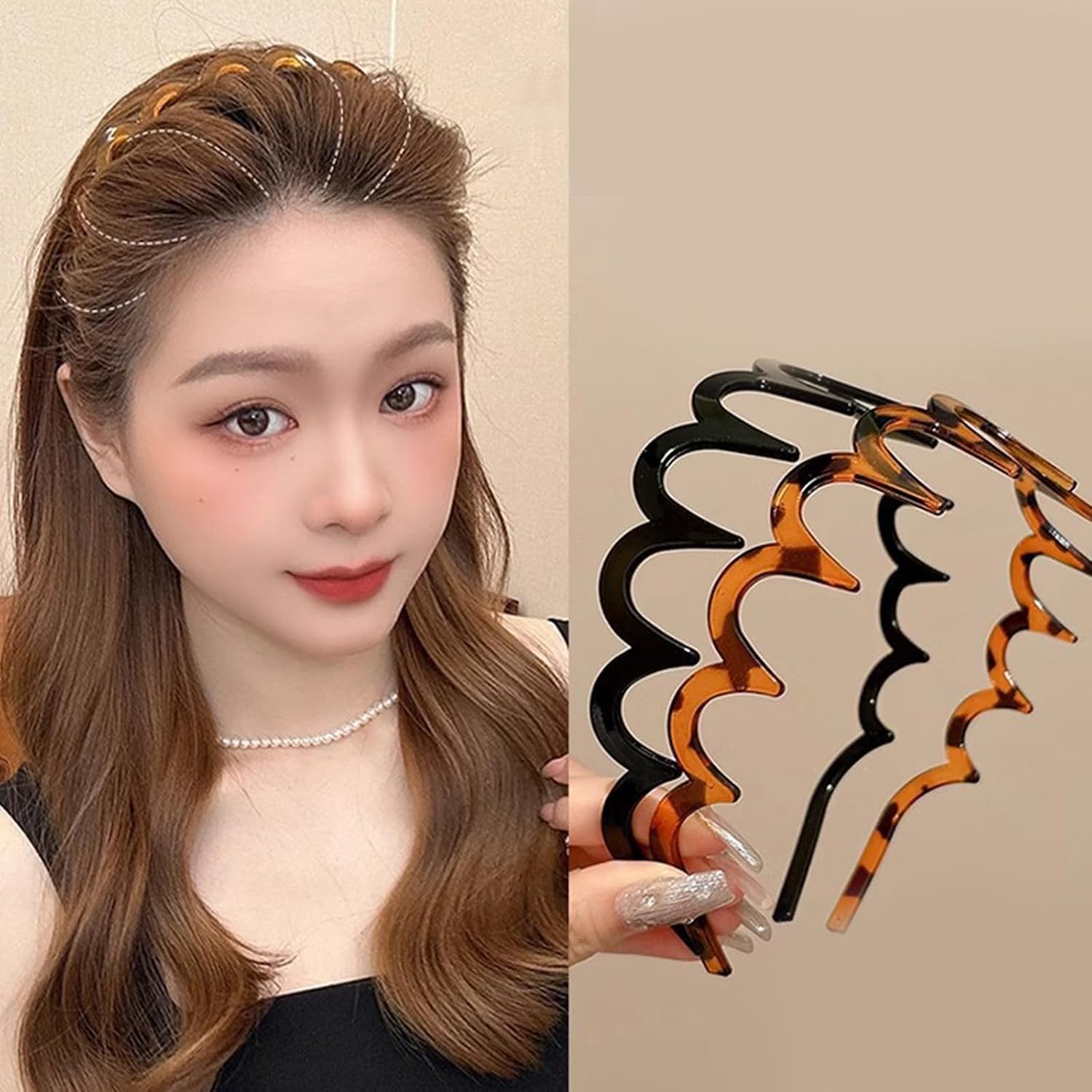 U Shape Fashion Tooth Hair Comb Headband, High Cranium Head Bands for Women's Hair, Reversible Korean Headbands with Teeth for Women, zig zag headbands (6 PCS MIX)