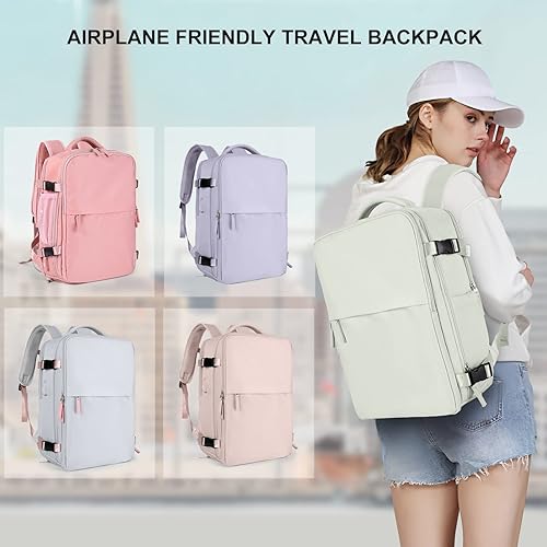 Miniatura 7 de coowoz Mochila de transporte para mujeres y hombres mochila de viaje aprobada por aerolíneas mochila deportiva B-Blanco