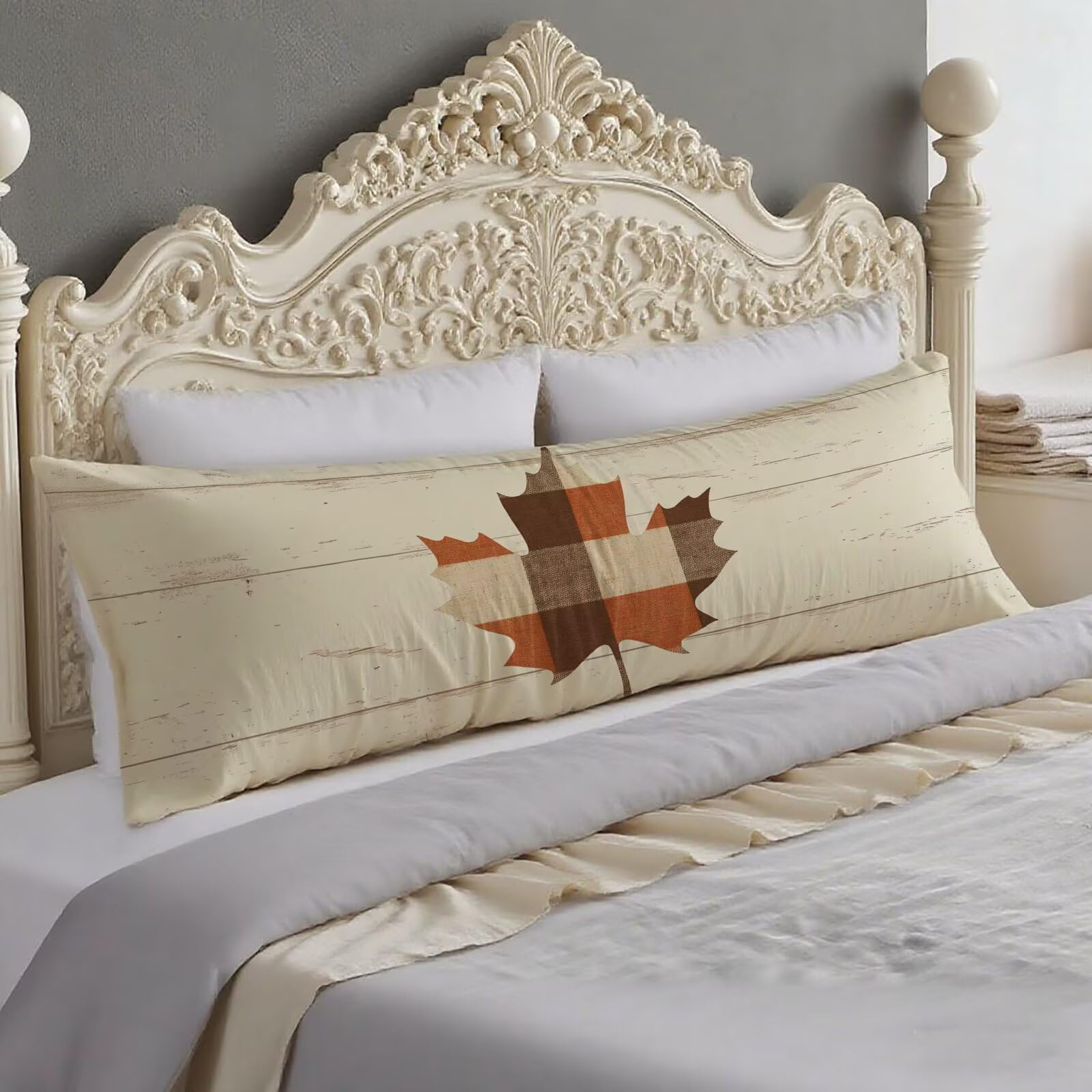 Taie traversin 140 cm crème housse coussin velours 40x140