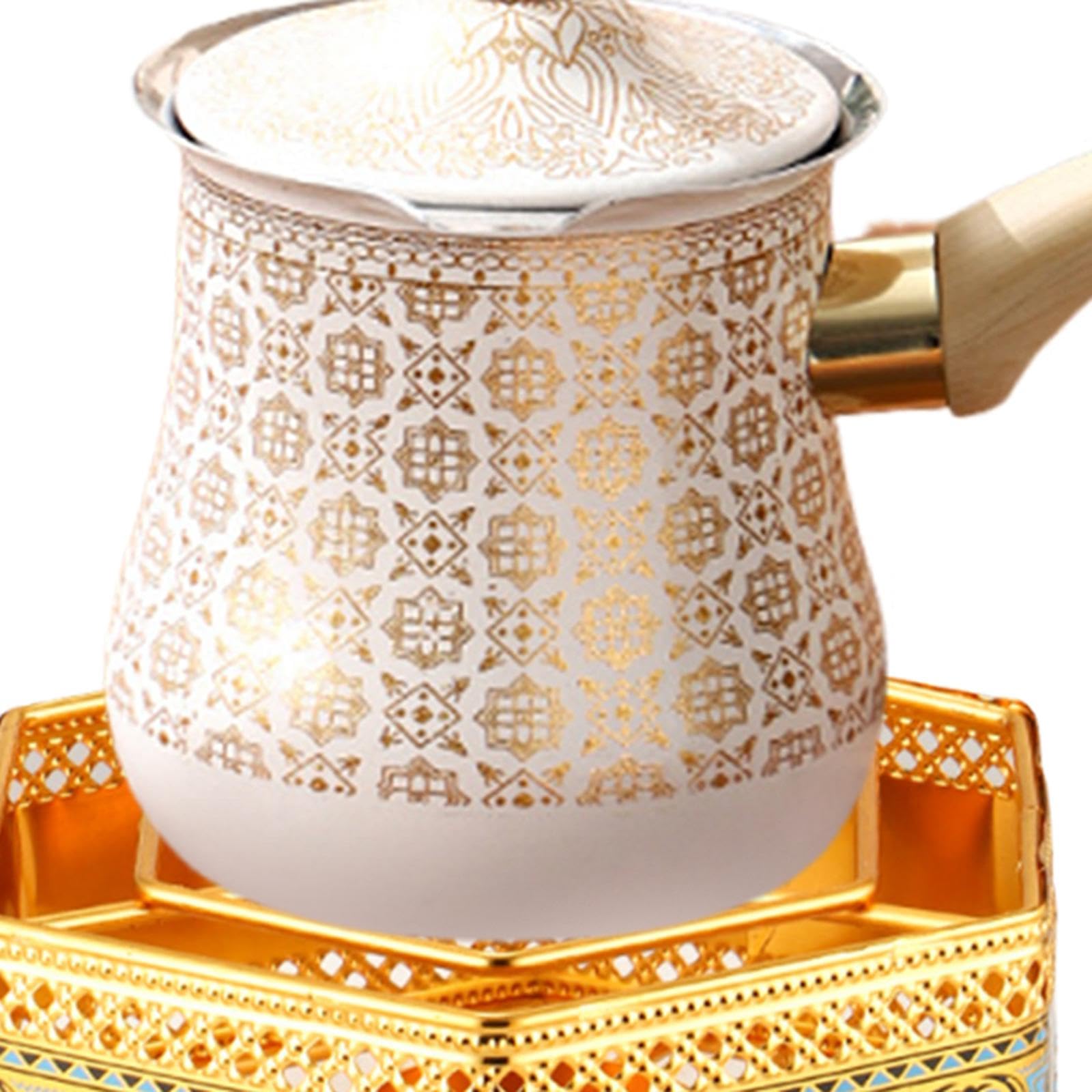 perfk Caffettiera turca, caffettiera per sciogliere il burro con manico in legno, da fornello, scaldalatte per cucina e ristorante, 550ml