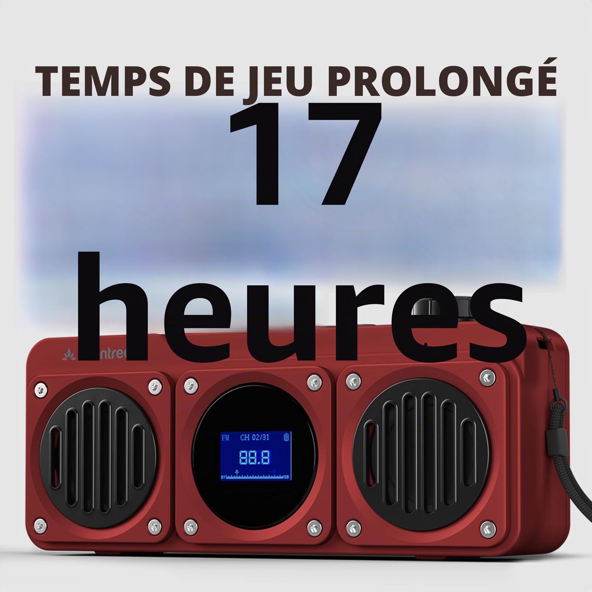 Avantree Boombyte Radio FM Portable Bluetooth Enceinte 14W Son Stéréo Rechargeable Lecteur MP3 Rouge