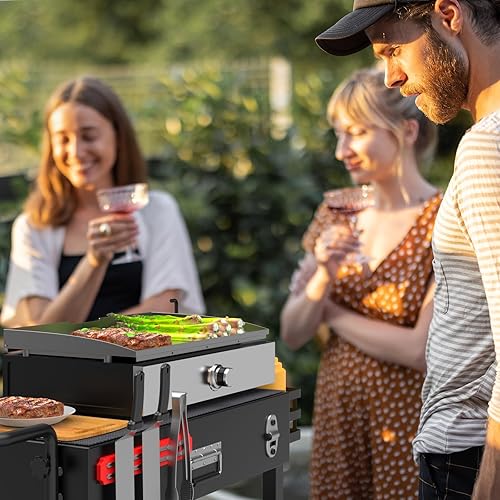 Vista 20 de LS'BABQ Carrito de mesa para horno de pizza para Ooni, Ninja Woodfire, soporte de parrilla Blackstone, carrito de parrilla al aire libre con ruedas